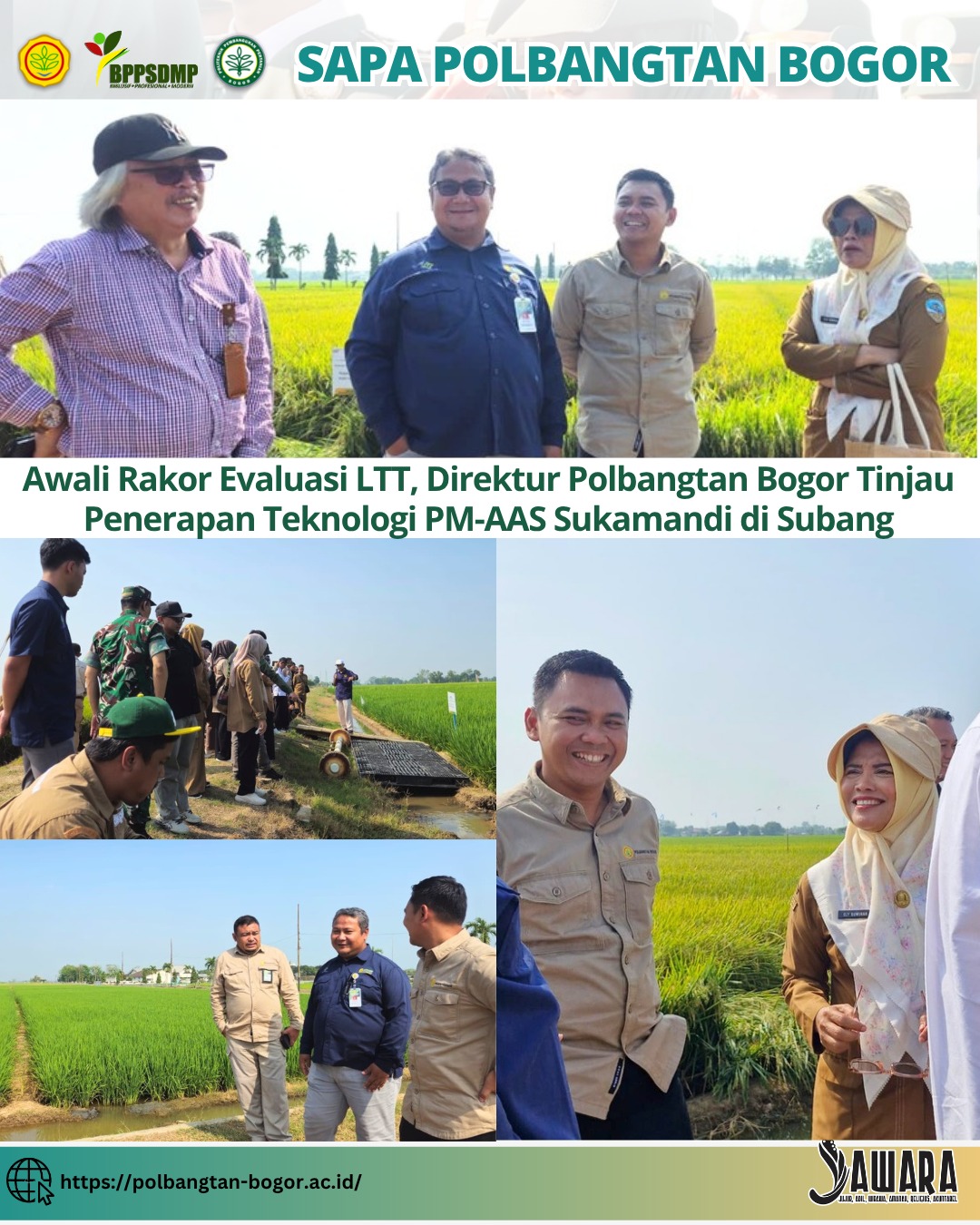 Awali Rakor Evaluasi LTT, Direktur Polbangtan Bogor Tinjau Penerapan Teknologi PM-AAS Sukamandi di Subang