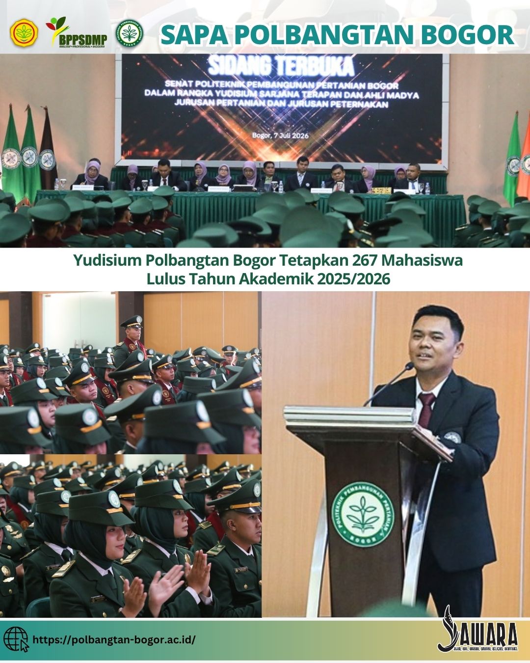 Yudisium Polbangtan Bogor Tetapkan 267 Mahasiswa Lulus Tahun Akademik 2025/2026
